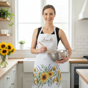 Sunflower Meadow Script Quote Friends Gift Apron