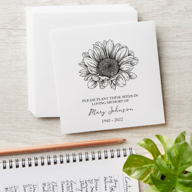 Sunflower Memorial Funeral Seed Envelope (Stacked)