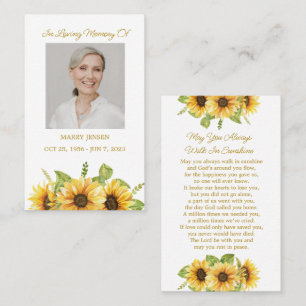 Sunflower Memorial Photo Funeral Prayer Card