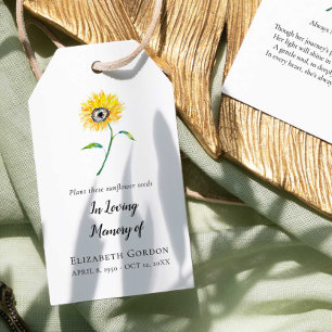 Sunflower Memorial Seed Packets Gift Tags
