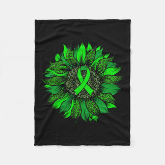 Sunflower Mental Health Awareness Green Ribbon Wom Fleece Blanket