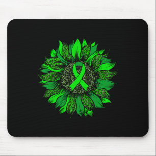Sunflower Mental Health Awareness Green Ribbon Wom Mouse Pad