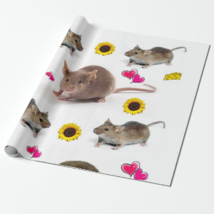 Sunflower Mice Matte Wrapping Paper