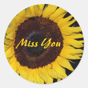 Sunflower, Miss You Classic Round Sticker