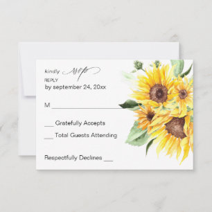 Sunflower MOD Floral no Meal RSVP Card
