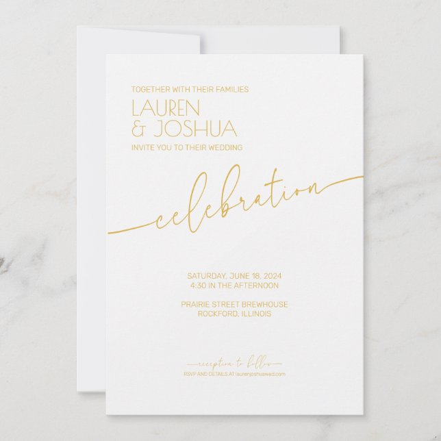 Sunflower • Modern Minimalist Script Wedding Invitation (Front)