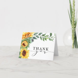Sunflower Modern Watercolor Thank You Card