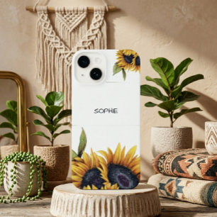 Sunflower Modren Minimal Initial  Plain Phone Case