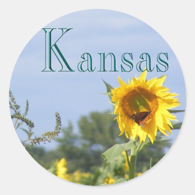 Sunflower Monarch Classic Round Sticker (Front)