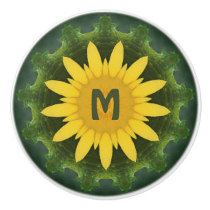 Sunflower Monogram design Ceramic Knob