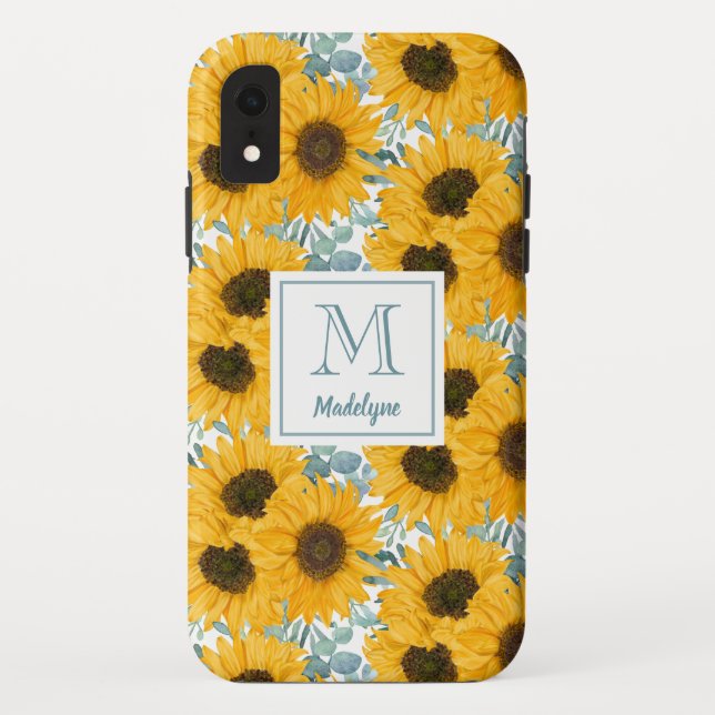 Sunflower Monogram Floral Case-Mate iPhone Case (Back)