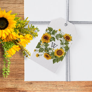 Sunflower Monogram Gift Tags