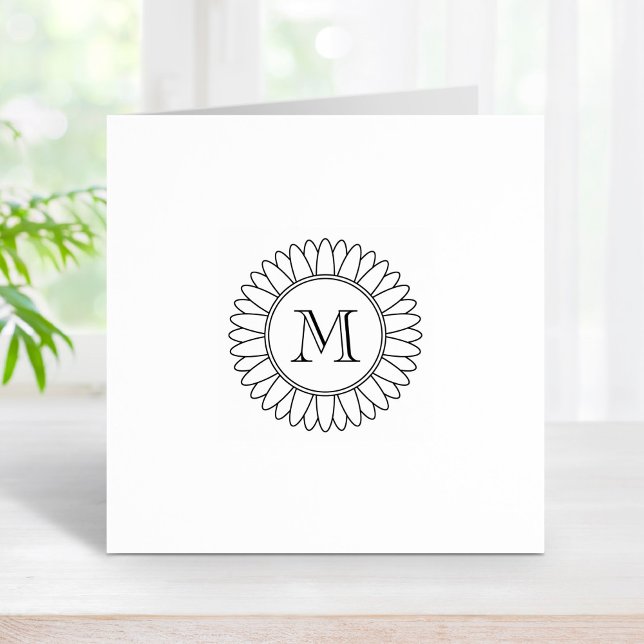 Sunflower Monogram Initial 1x1 Rubber Stamp (Creator Uploaded)