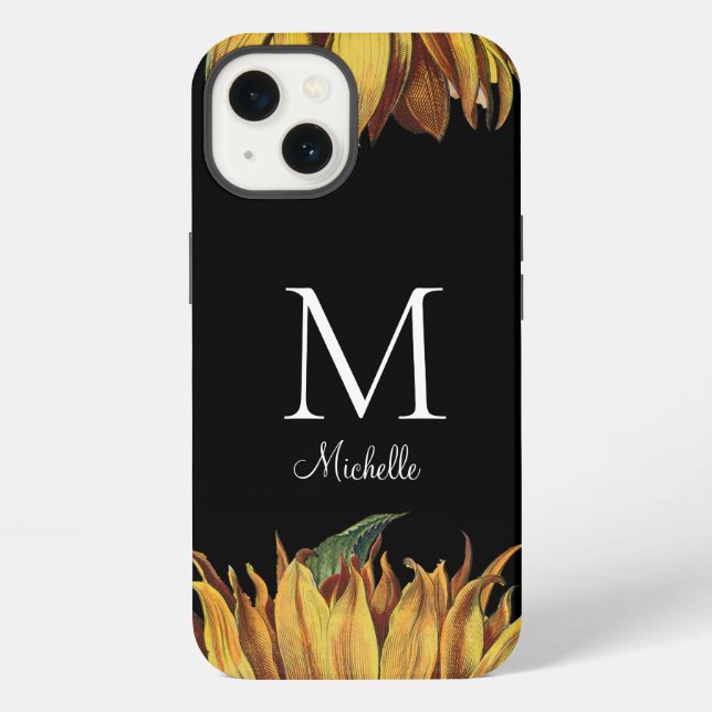 Sunflower Monogram Name  iPhone Case (Back)