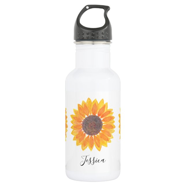 Sunflower Monogram Name Personalised 532 Ml Water Bottle (Front)