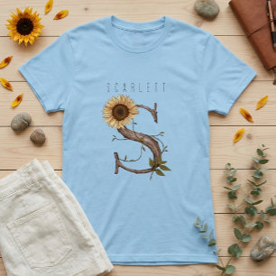 Sunflower Monogram 'S' Elegant T-Shirt