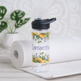 Sunflower Monogram Water Bottle