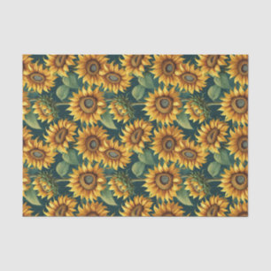 Sunflower Morning on Deep Green Tissue Paper