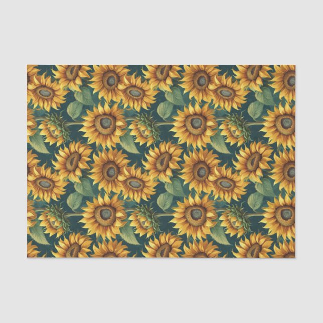 Sunflower Morning on Deep Green Tissue Paper (Front)