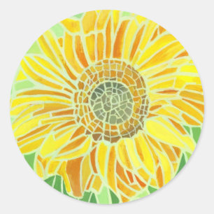 Sunflower Mosaic Design Classic Round Sticker