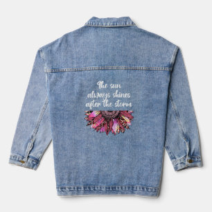 Sunflower motivational quote  denim jacket