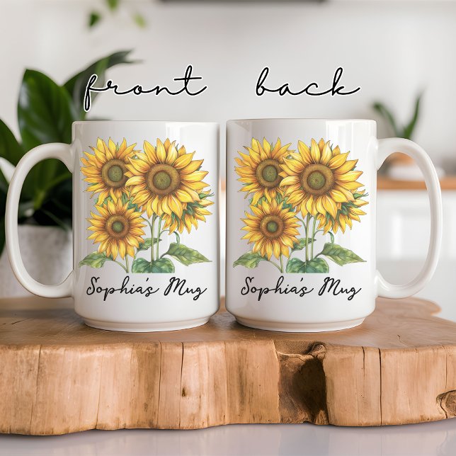 Sunflower Mug for Women, Custom Mothers Day Gift (personalized mug, girl mug, women mug, mom gift, grandma gift, student gift, birthday mug, Mother)