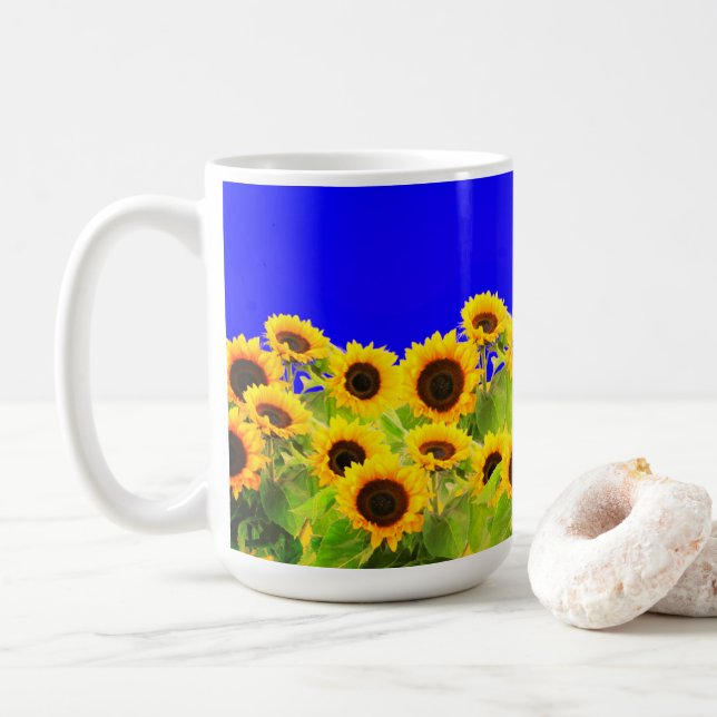Sunflower Mug Ukraine Flag Colours (With Donut)
