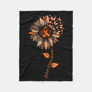 Sunflower Multiple Sclerosis Awareness Orange Ribb Fleece Blanket