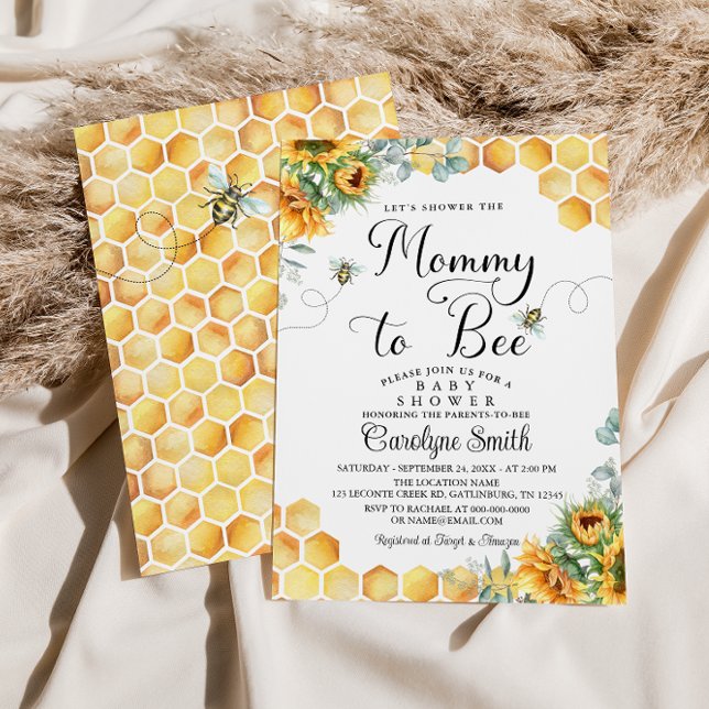 Sunflower Mummy to Bee Baby Shower Invitation (Creator Uploaded)