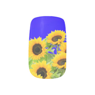 Sunflower Nail Art Ukraine Flag Colours Yellow Blu