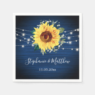 Sunflower Navy Babys Breath Lights Wedding Napkin