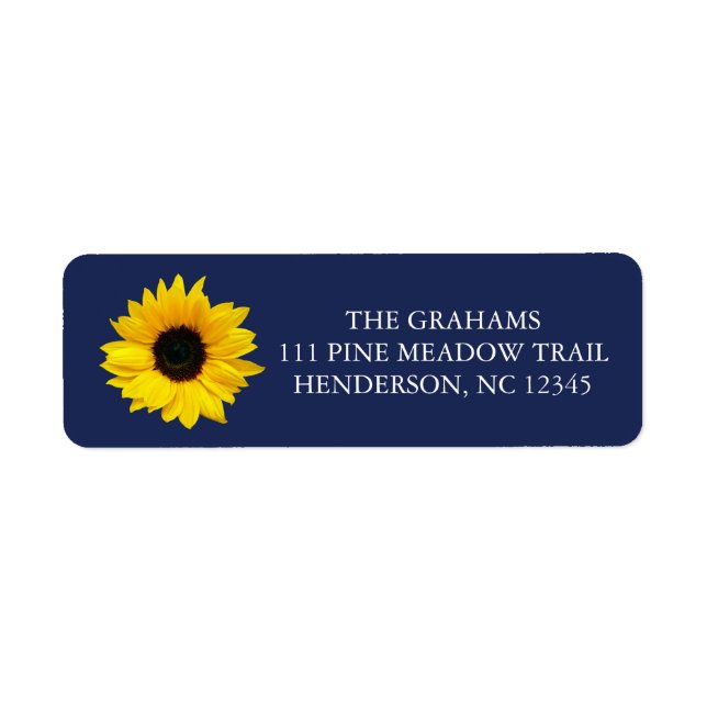 Sunflower Navy Blue Return Address Label (Front)