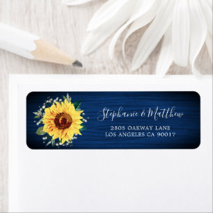Sunflower Navy Blue Wood Address