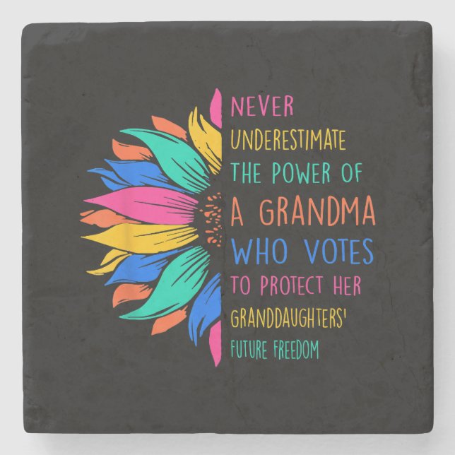 Sunflower Never Underestimate The Power Of Grandma Stone Coaster (Front)