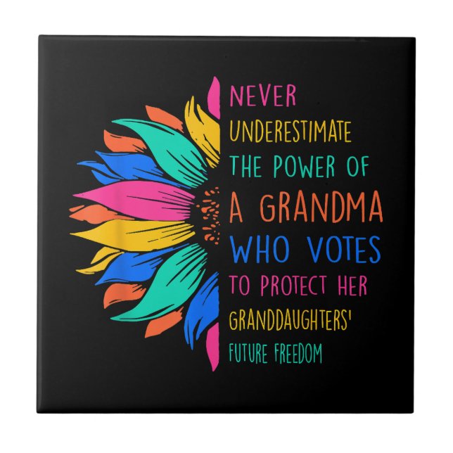 Sunflower Never Underestimate The Power Of Grandma Tile (Front)