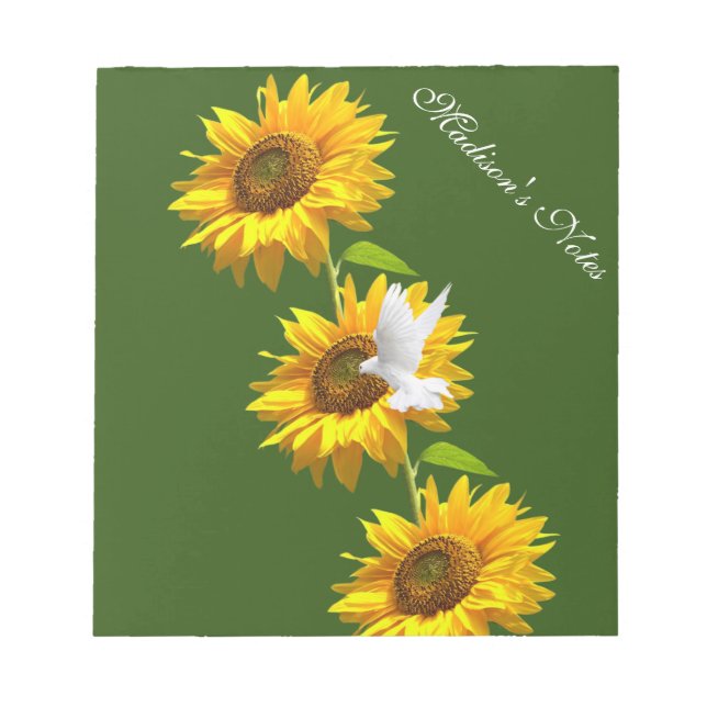 Sunflower Notepads, Dove Floral Notepad (Front)