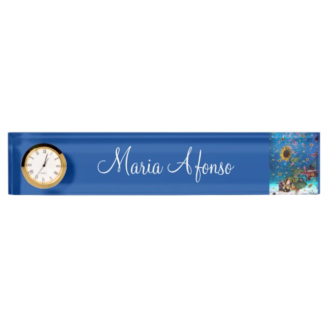 Sunflower Ocean Fish Desk Nameplate (Front)