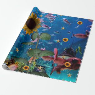 Sunflower Ocean Fish Matte Wrapping Paper