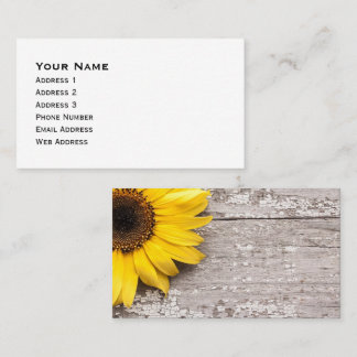 Sunflower on a Wooden Table Business Card