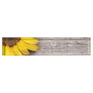 Sunflower on a Wooden Table Nameplate