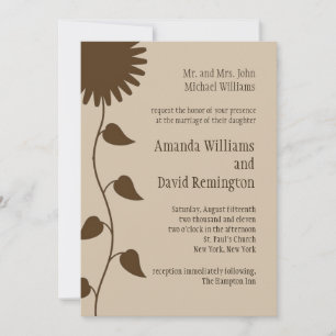 Sunflower on Beige Wedding Invitation