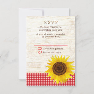 Sunflower on Birch Bark Rustic Country Wedding RSVP Card