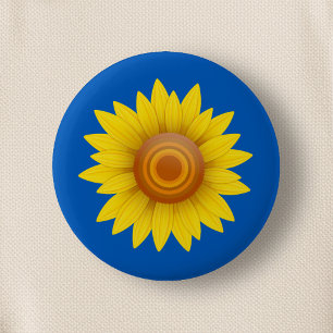 Sunflower on Blue 6 Cm Round Badge