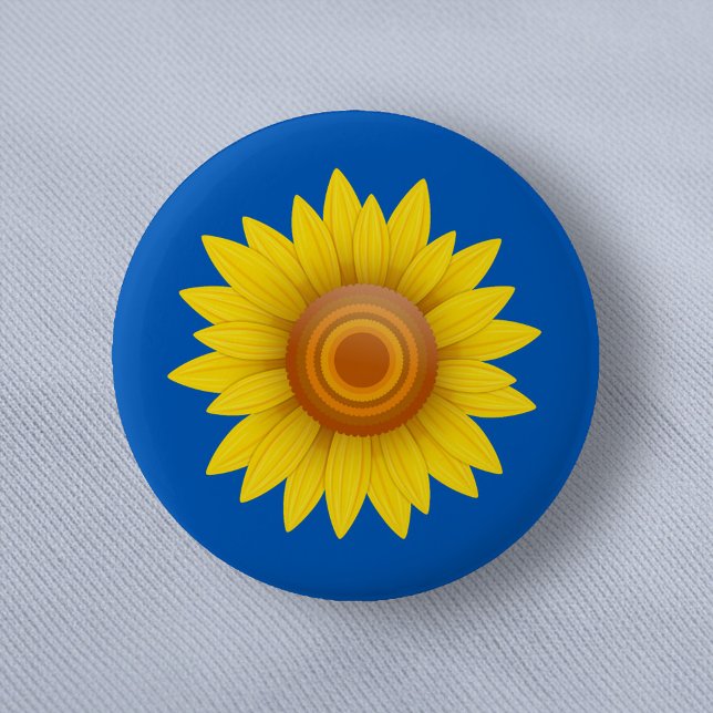 Sunflower on Blue 6 Cm Round Badge (Creator Uploaded)