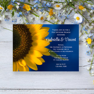 Sunflower on Blue Post Wedding Brunch Invitation