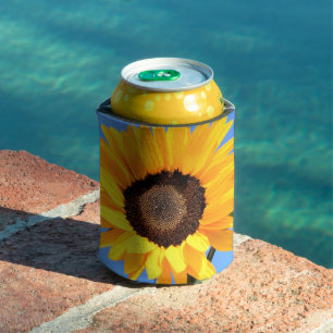 Sunflower On Blue Sky Can Cooler Summer Time