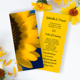 Sunflower on Blue Wedding Program Programme