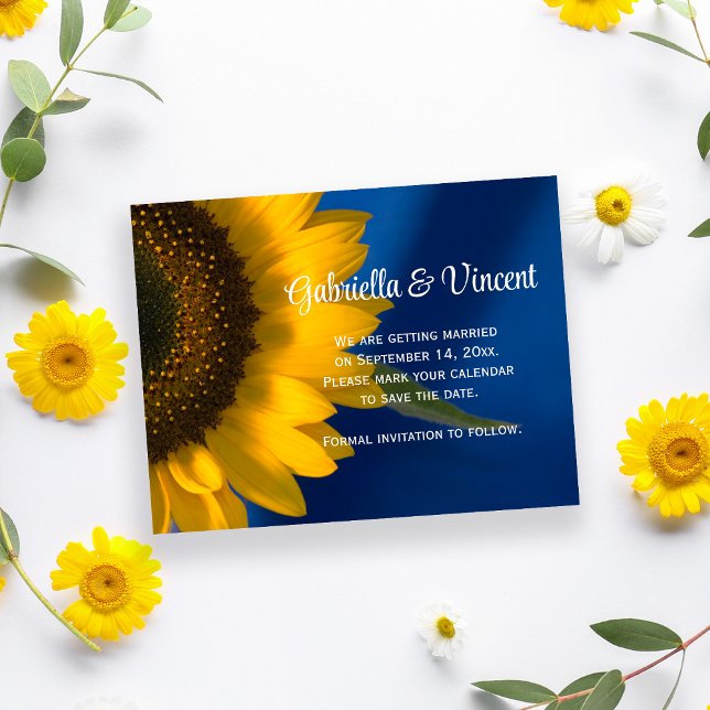 Sunflower on Blue Wedding Save the Date (Creator Uploaded)