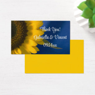 Sunflower on Blue Wedding Thank You Favour Tags