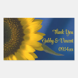 Sunflower on Blue Wedding Thank You Favour Tags